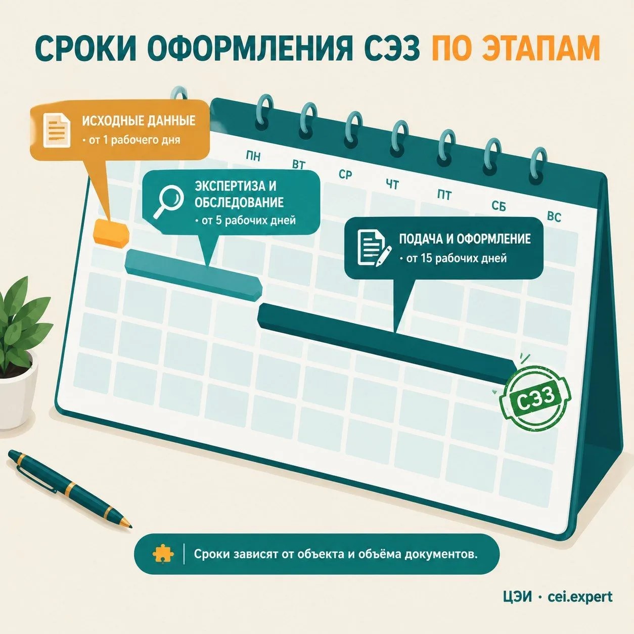 Сроки оформления СЭЗ по этапам